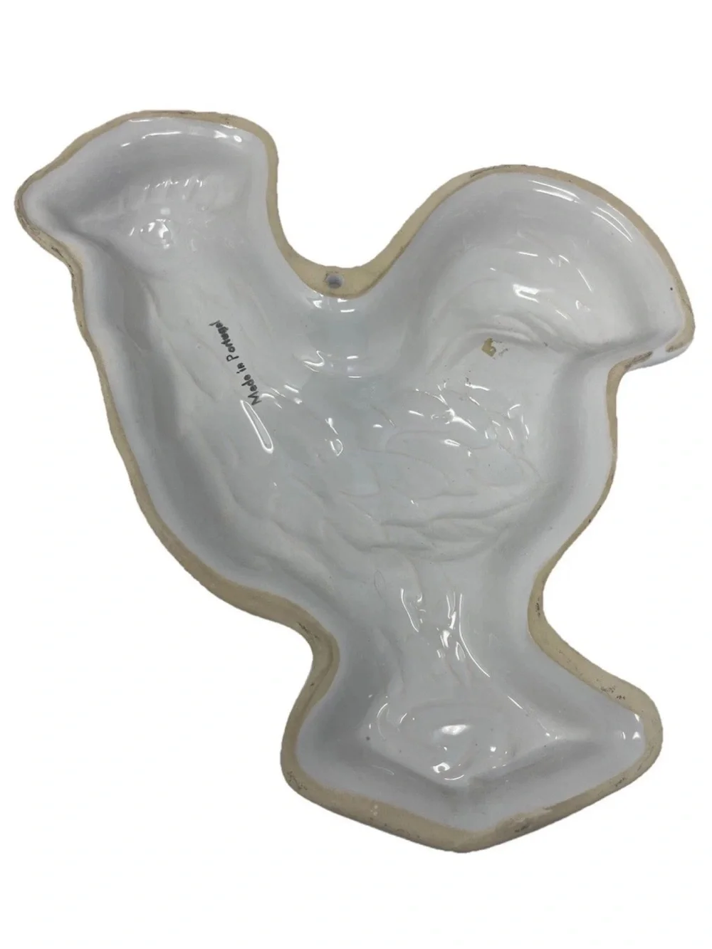 Ceramic Chicken Wall Decor Made in Portugal White Blue Trim Farmhouse Kitchen